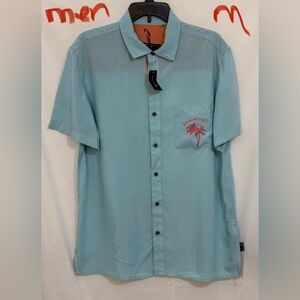 Margaritaville Sky Blue Casual Shirt with Pink Palm Logo